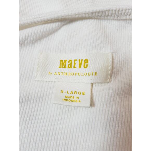 Anthropologie Maeve Womens XL Cardigan Top Stretch Square Neck White Long Sleeve - Picture 6 of 11